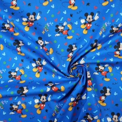 Tecido Disney Azul Mickey Simbolos 140Cm