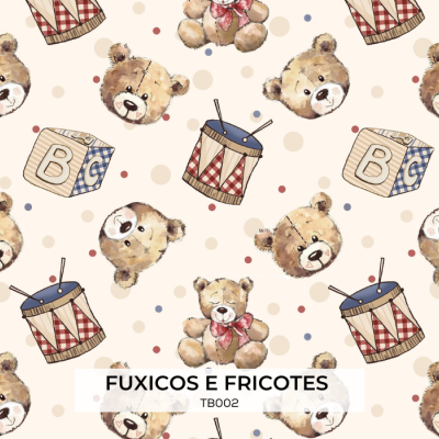 Tecido Fuxicos Ursos e Brinquedos 150CM