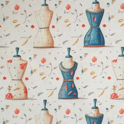 Tecido Costura Manequim Bege e Azul 150cm