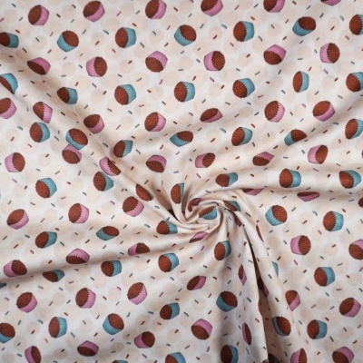 Tecido Fuxicos Cupcake Pepitas Cru 150cm