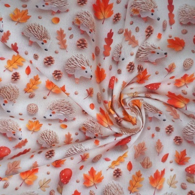 Tecido Ouriços e Folhas de Outono 150cm