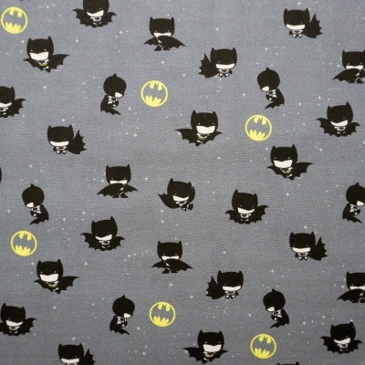 Tecido Batman e Simbolos Cinzento 150Cm