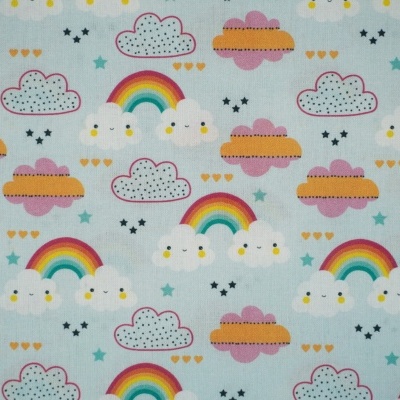 Tecido Coleção Arco iris e Nuvens Sorridentes 150CM
