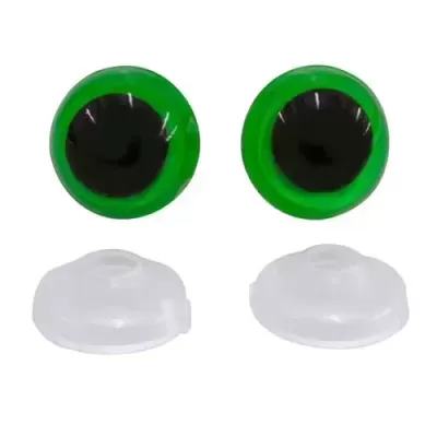 Olhos de Boneco Preto/Verde 10mm