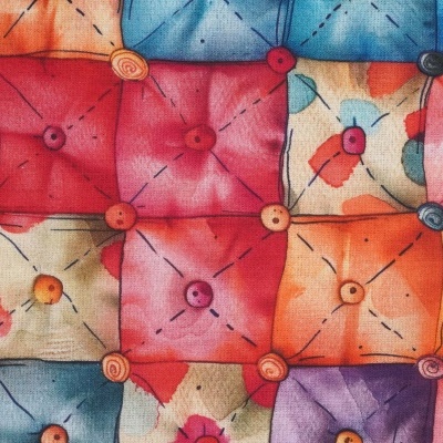 Tecido Costura Acolchoado Quadrados Coloridos 150cm