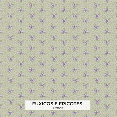Tecido Fuxicos Mini Floral Passarinhos Fundo Menta 150cm