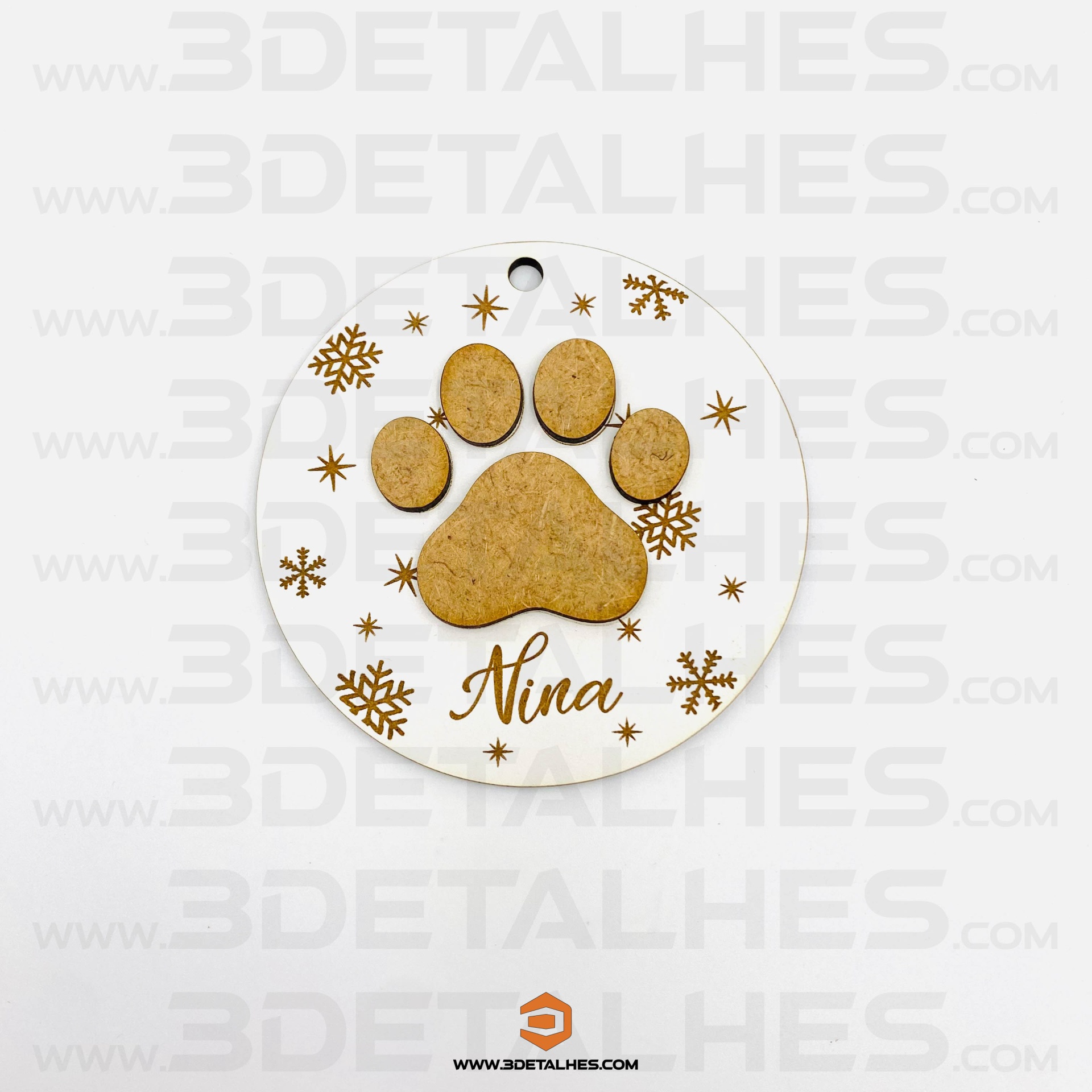 Bola de Natal com Patinha e Nome