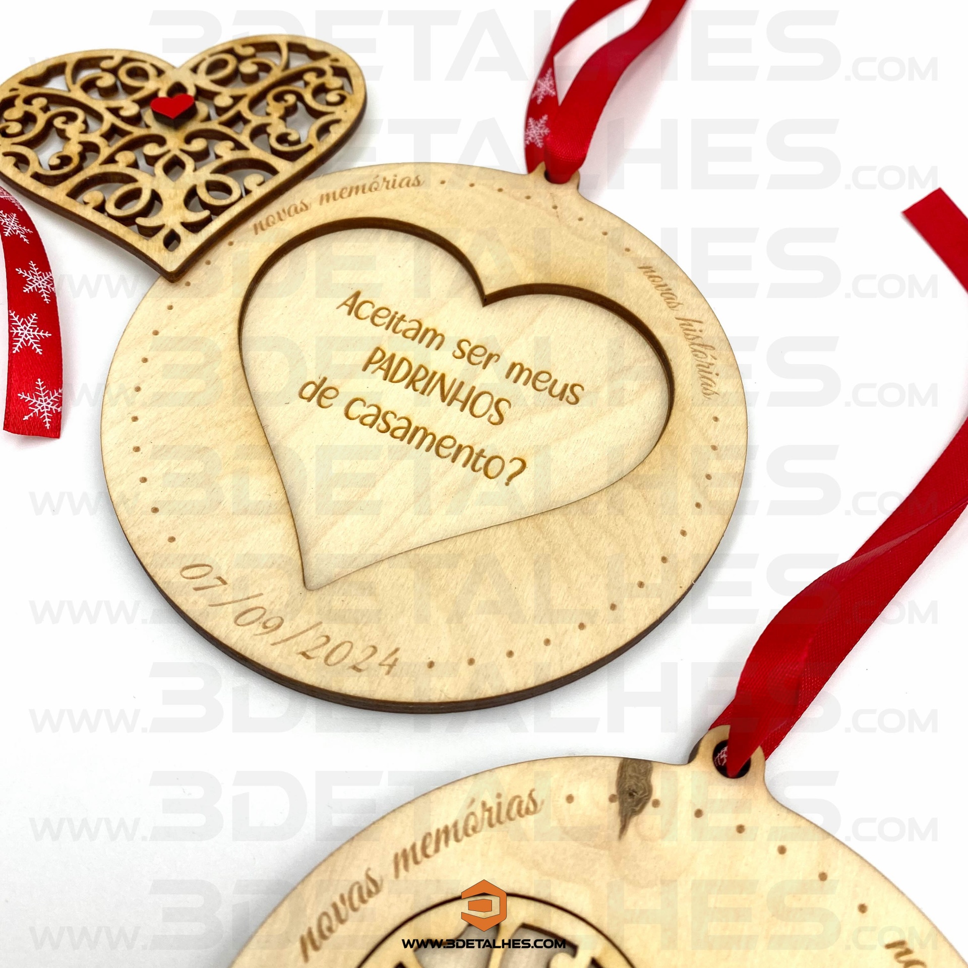 Convite Padrinhos Coração