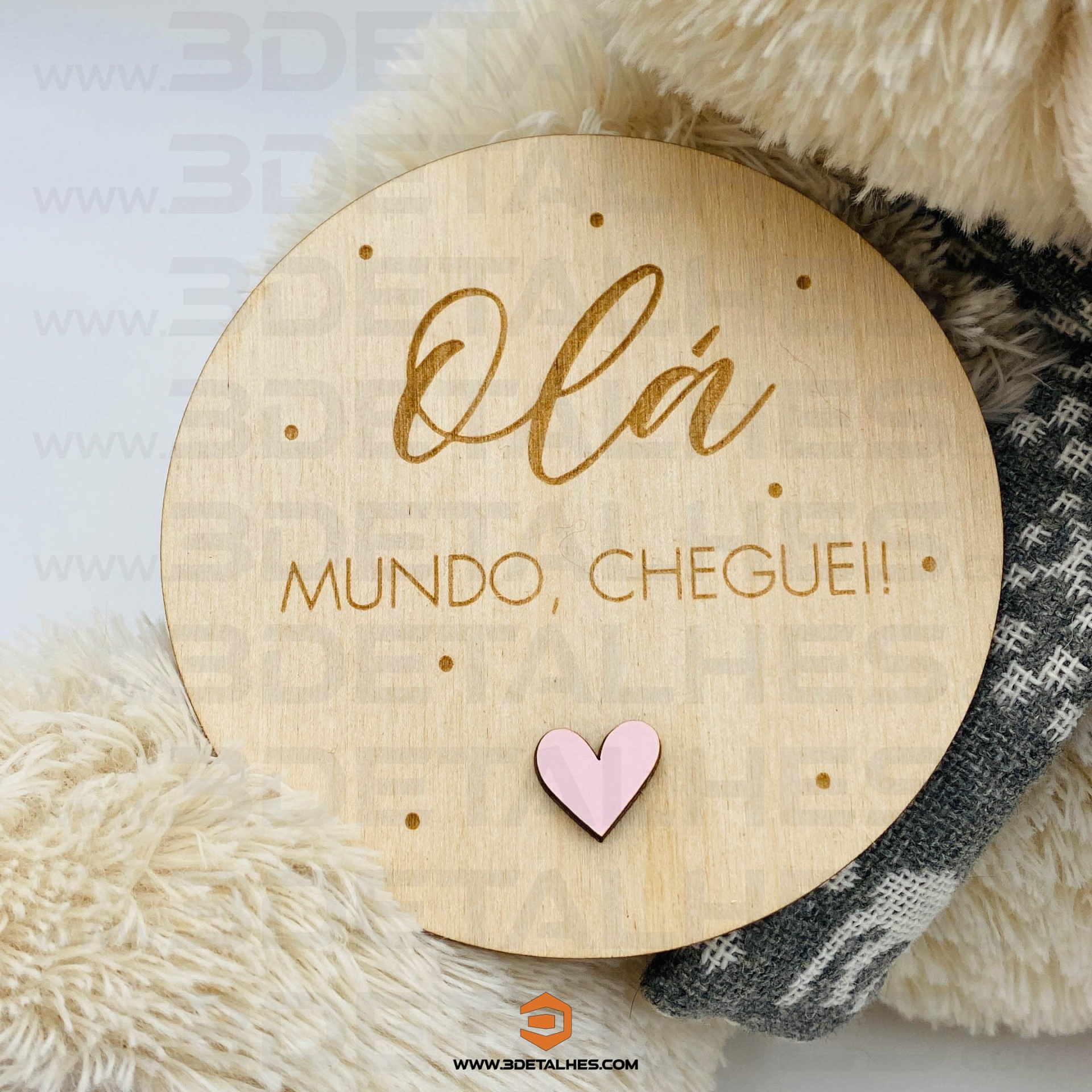 Placa Olá Mundo! Coração