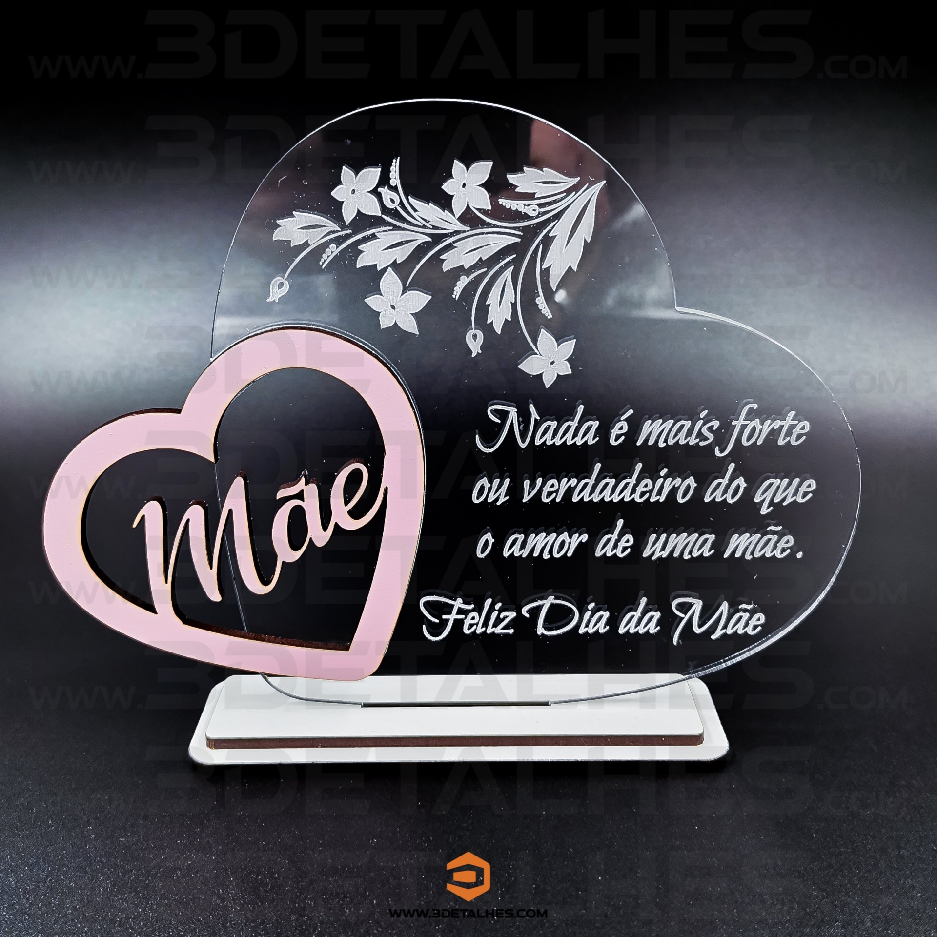 Coração em Acrílico - Mãe