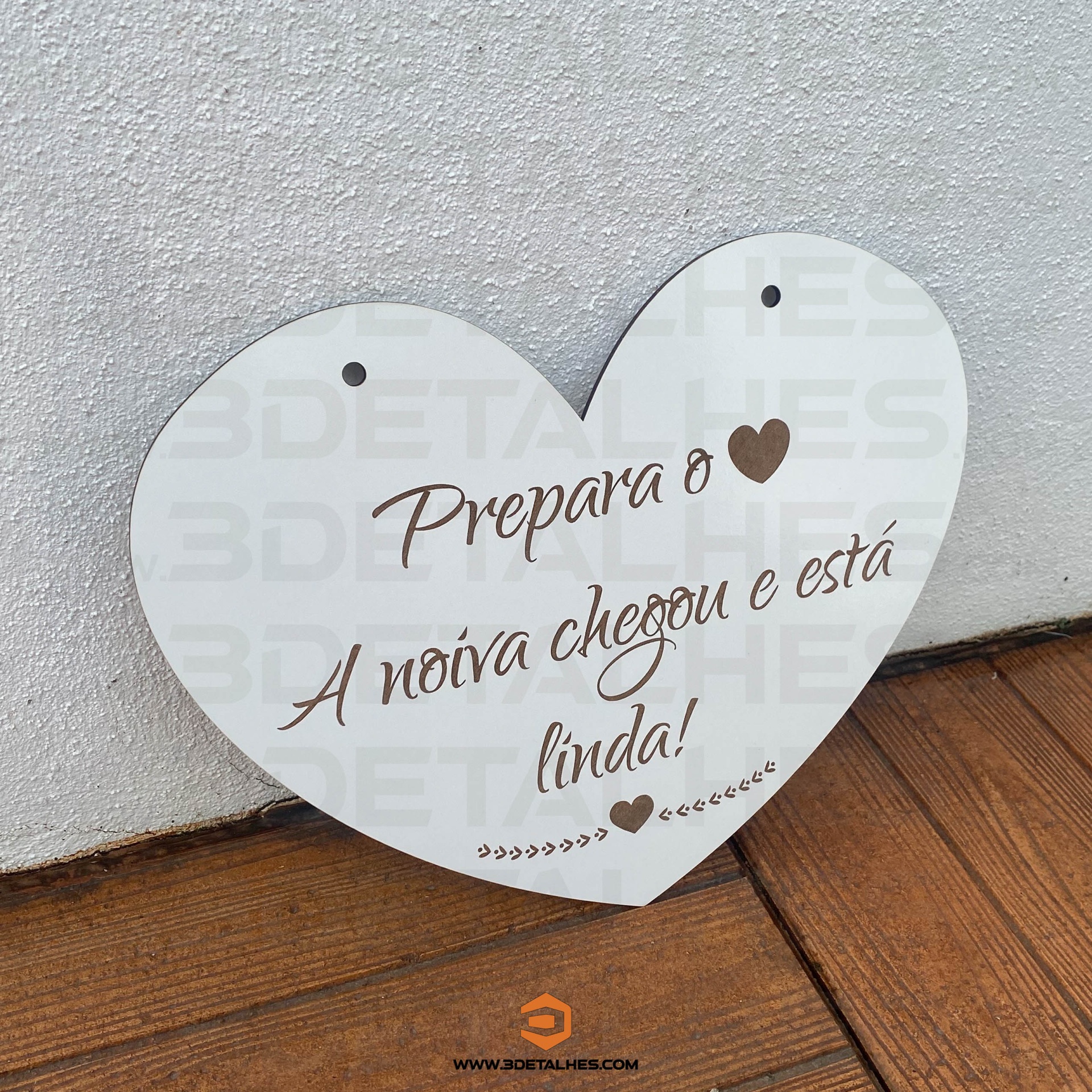 Placa Entrada dos Noivos - Coração