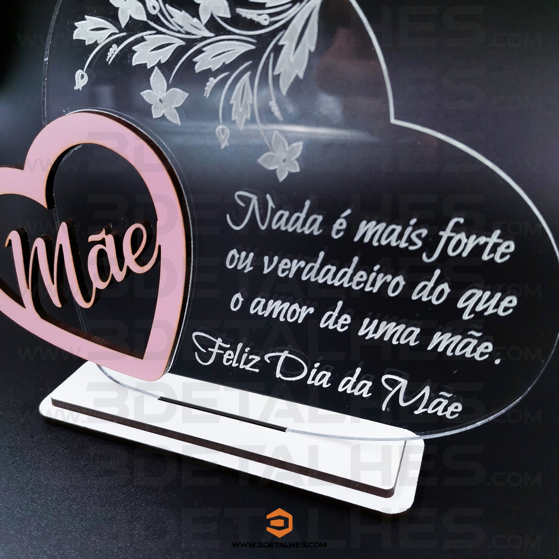 Coração em Acrílico - Mãe