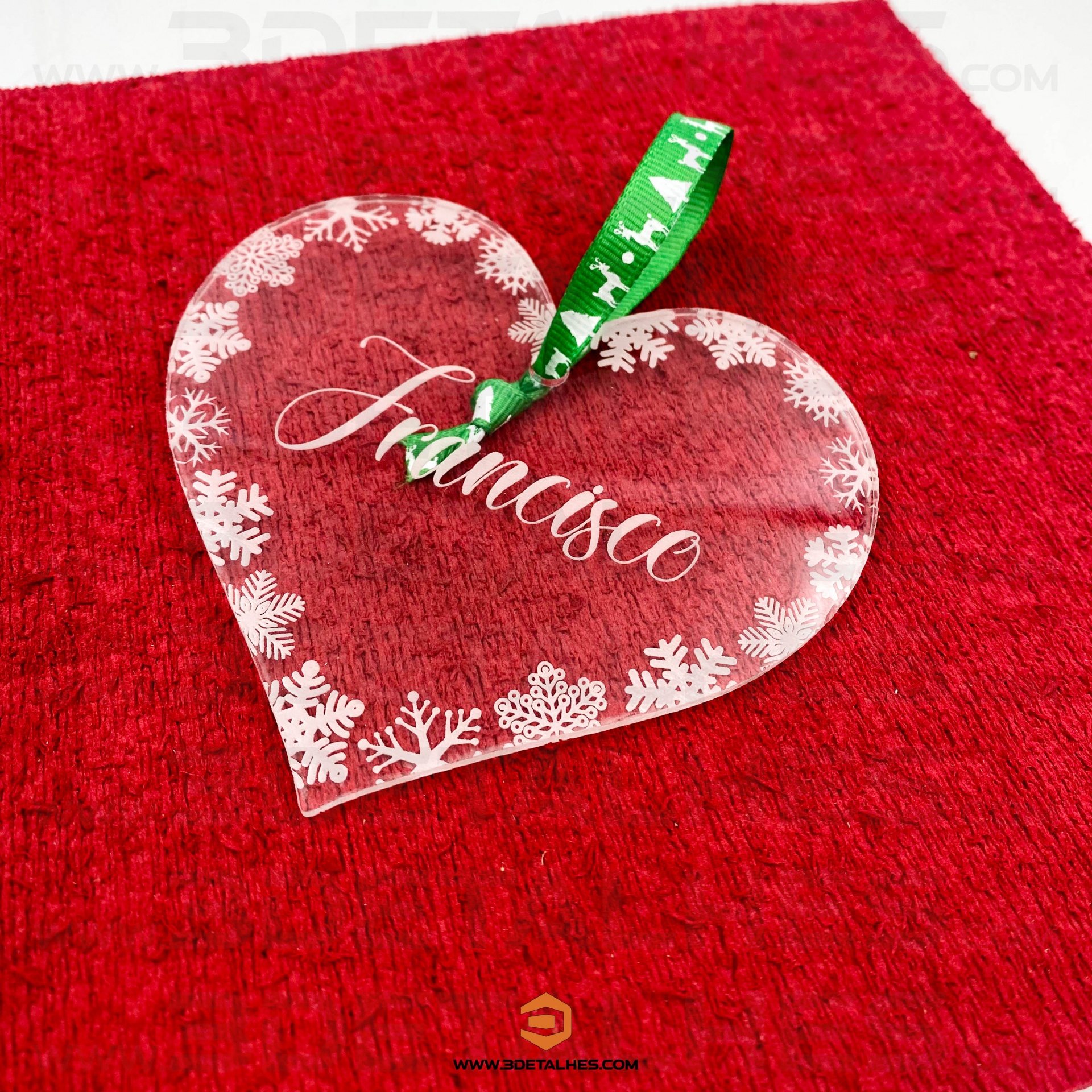 Coração de Natal em Acrilico