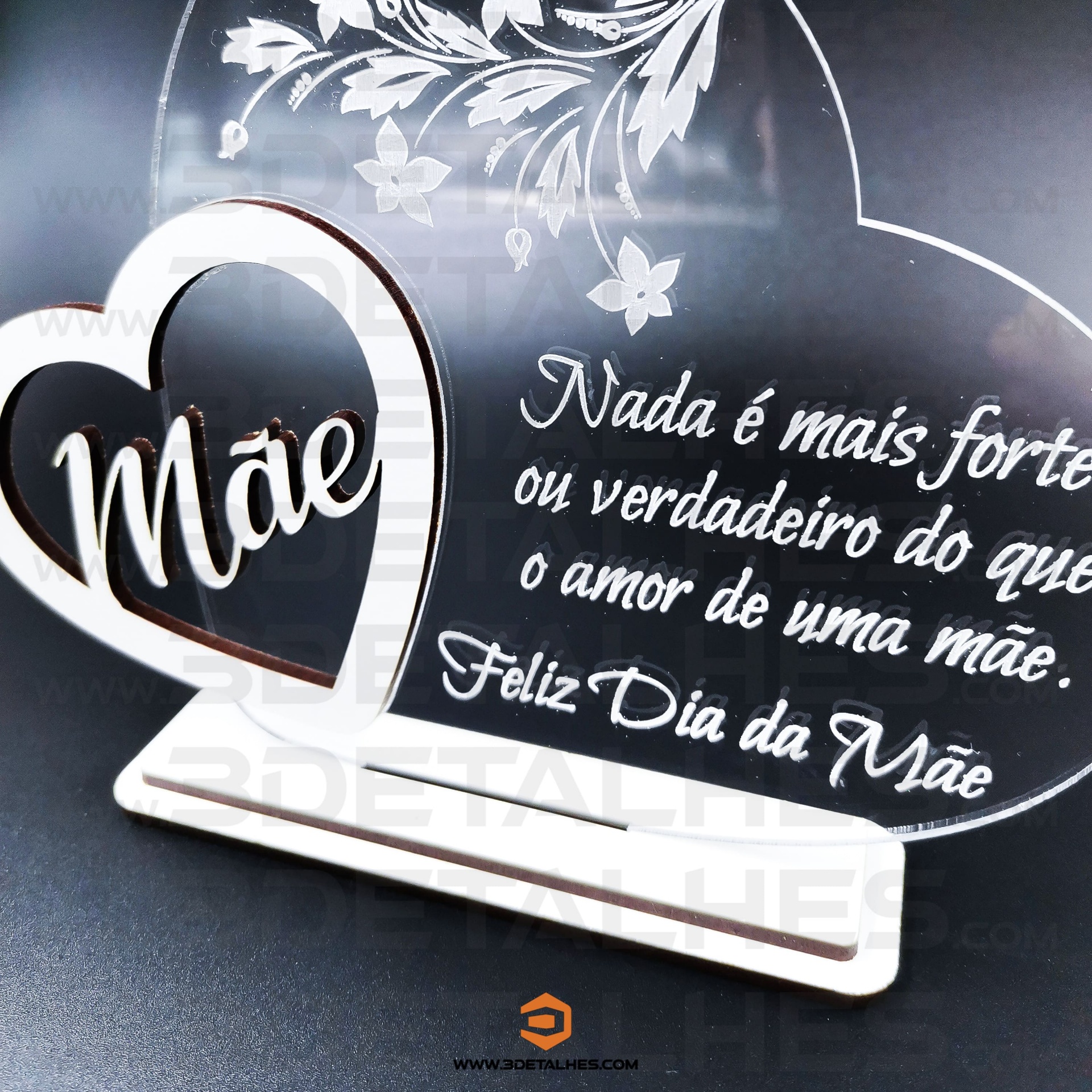 Coração em Acrílico - Mãe