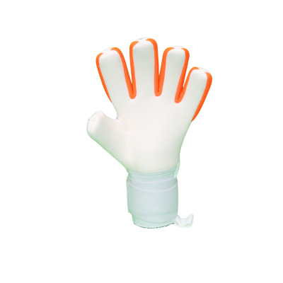 Luva de guarda-redes branca com contornos laranja e punho branco