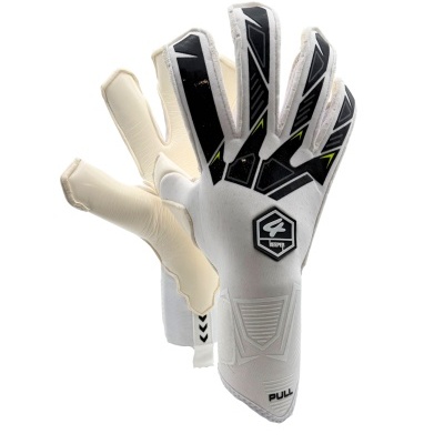 Luvas de guarda-redes brancas com detalhes pretos e amarelos