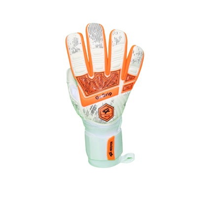 Luva de guarda-redes branca com detalhes laranja e preto