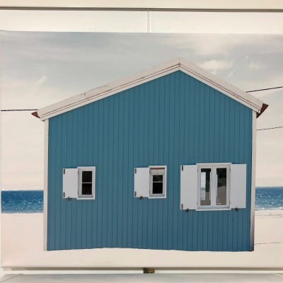 Casa de pescadores Azul e Branco