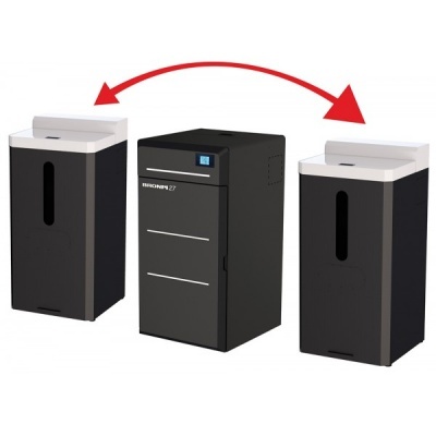 Três dispositivos eletrónicos pretos e brancos com texto BRIXSPAN 2T e setas vermelhas entre dois dos dispositivos