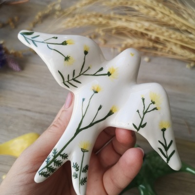 Conjunto de 3 andorinhas em cerâmica