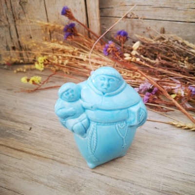 Santo António em cerâmica em azul claro