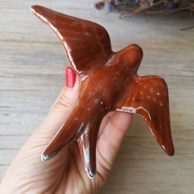 Conjunto de 4 andorinhas em cerâmica