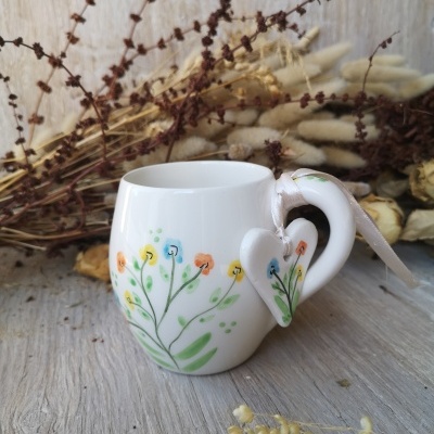 Conjunto de caneca redonda + coração