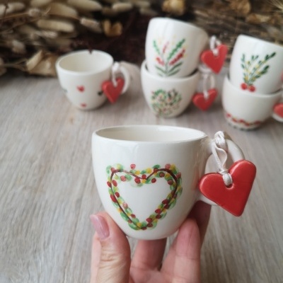 Conjunto de 6 chávenas de café+coração