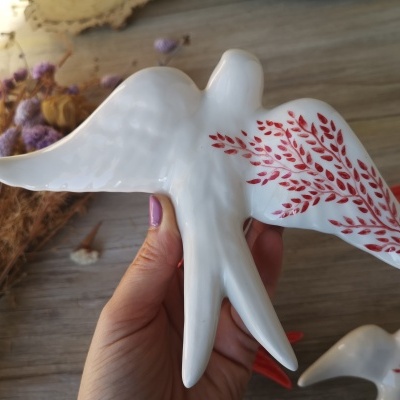 Conjunto de 4 andorinhas em cerâmica