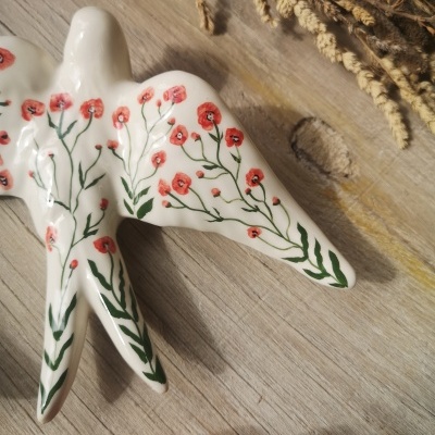 Conjunto de 4 andorinhas em cerâmica