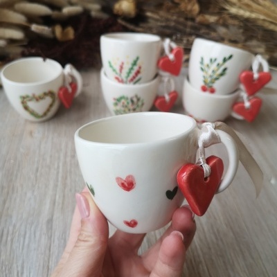 Conjunto de 6 chávenas de café+coração