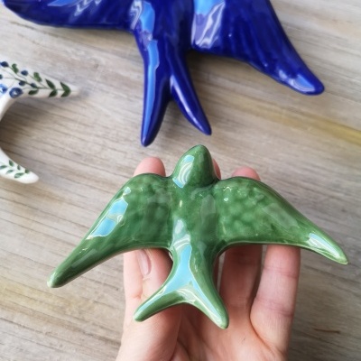 Conjunto de 3 andorinhas em cerâmica
