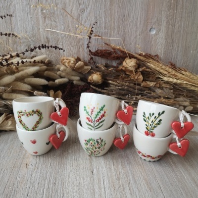 Conjunto de 6 chávenas de café+coração