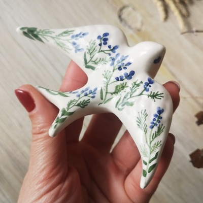 Andorinha em cerâmica, padrão Alfazema