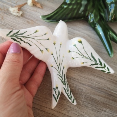 Conjunto de 4 andorinhas em cerâmica