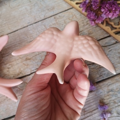 Conjunto de 3 andorinhas em cerâmica, cor rosa mate