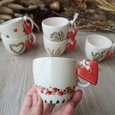 Conjunto de 6 chávenas de café+coração