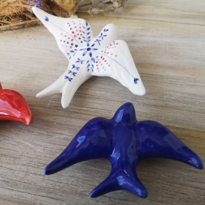 Conjunto de 3 andorinhas em cerâmica