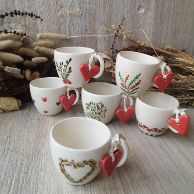 Conjunto de 6 chávenas de café+coração