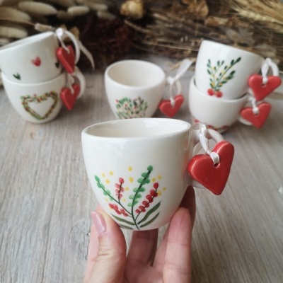 Conjunto de 6 chávenas de café+coração