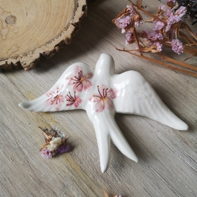 Andorinha padrão Flor de Amendoeira em cerâmica