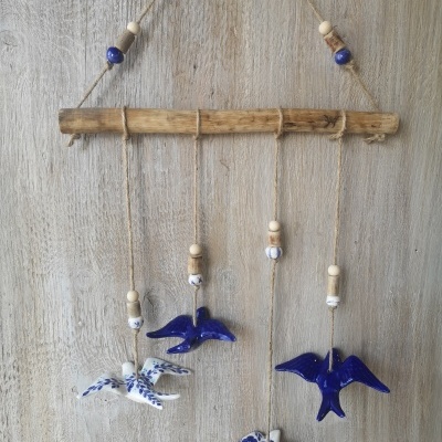 Móbil de 4 andorinhas em azul