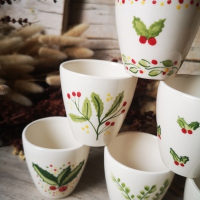 Conjunto de 6 Copinhos de café, motivos de Natal