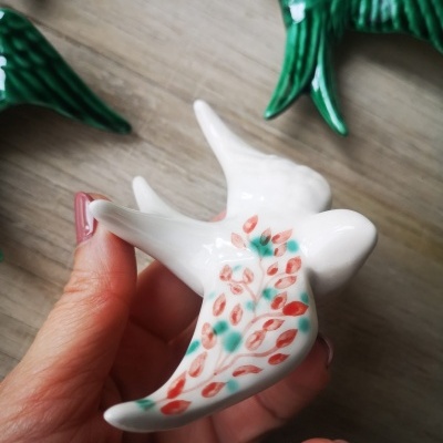 Conjunto de 4 andorinhas em cerâmica