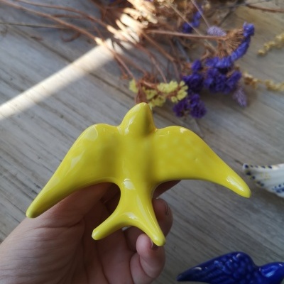 Conjunto de 3 andorinhas em cerâmica