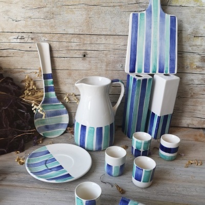 Jarro em cerâmica pintado à mão - Coleção Praia