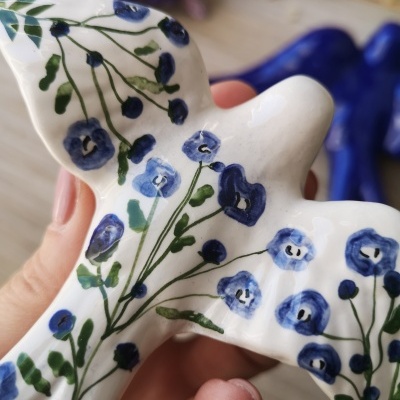 Conjunto de 3 andorinhas em cerâmica