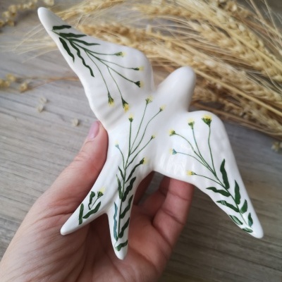 Conjunto de 3 andorinhas em cerâmica