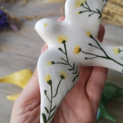 Conjunto de 3 andorinhas em cerâmica