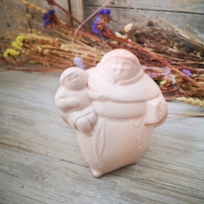 Santo António em cerâmica em rosa pastel
